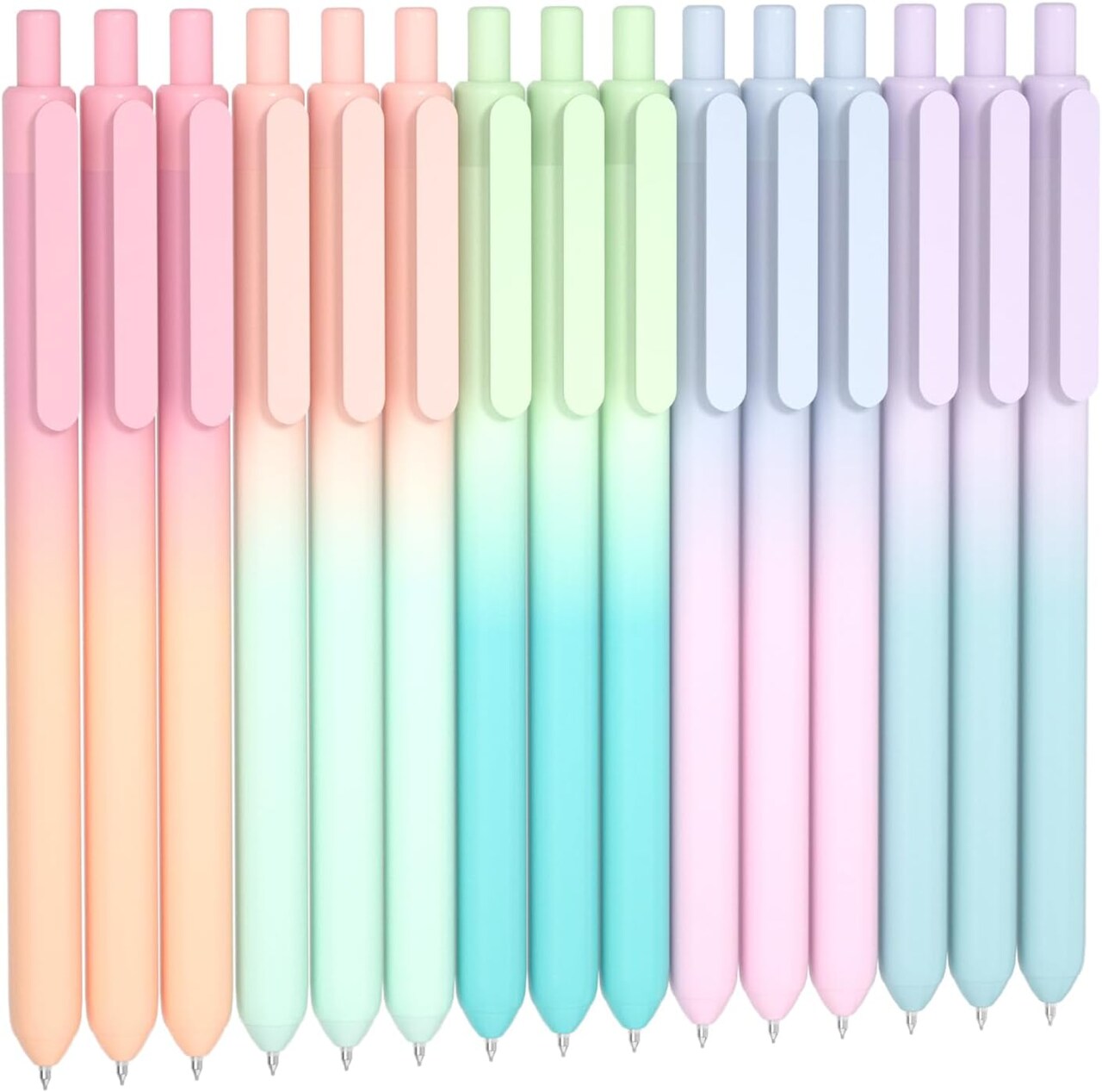 15-Piece Retractable Gel Pens, 0.5mm Fine Point, Black Ink for Journaling & Notes